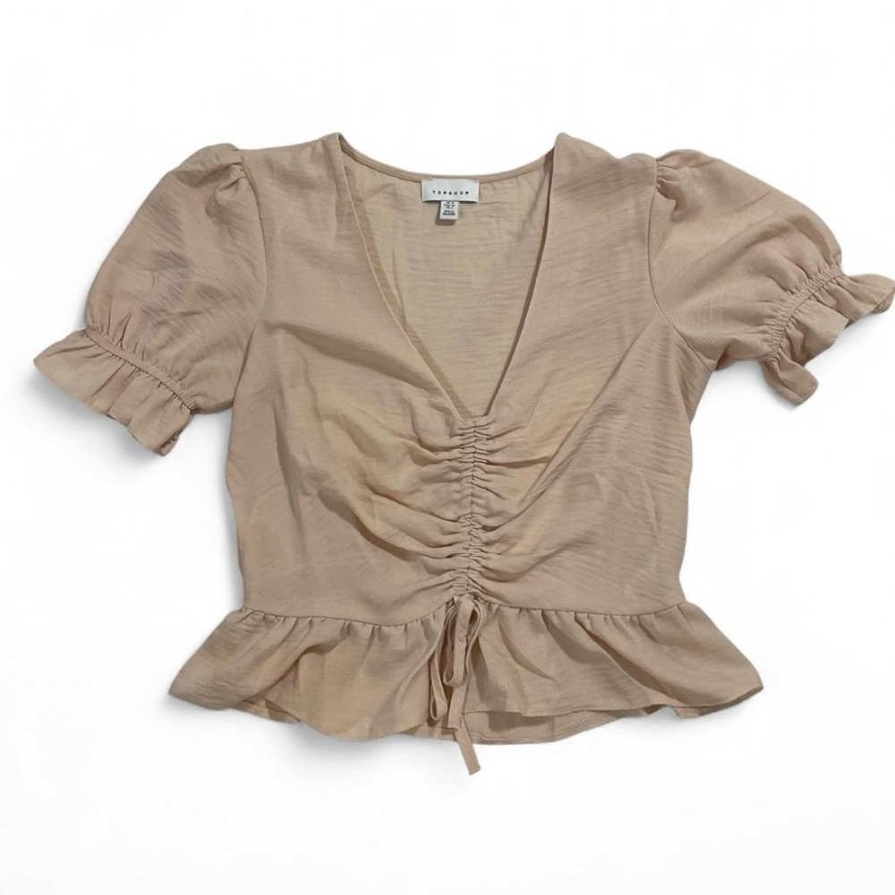 Topshop Beige Ruched Blouse